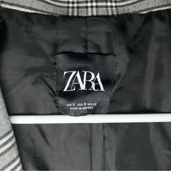 ZARA gray plaid oversized blogger favorite blazer women’s size small - Picture 12 of 15